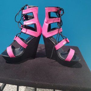 Lace up ankle wedge sandle
